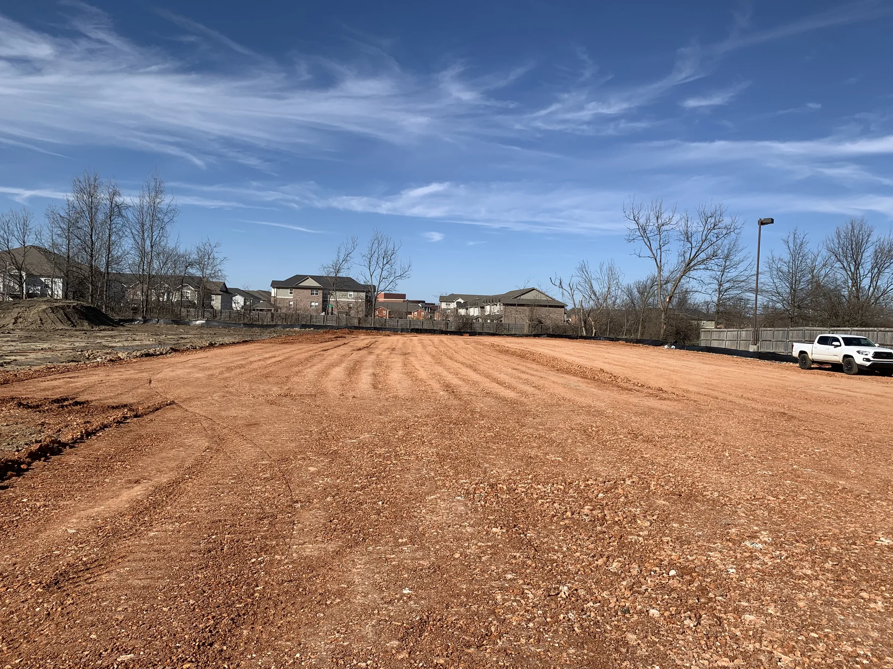 Open graded land after earthwork